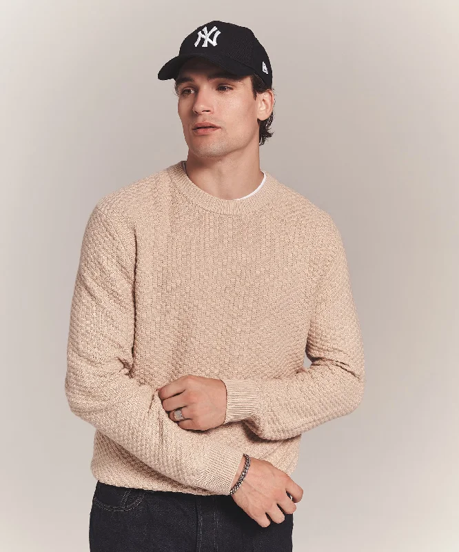 Men's Sweaters for Outdoor ActivitiesCotton Cashmere Textured Crewneck