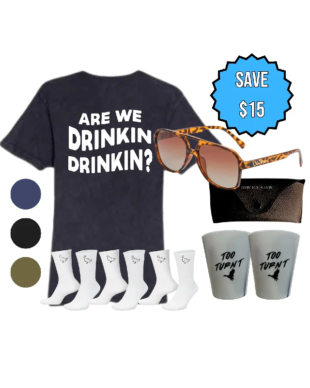 Men's Shirts with Double-Breasted DesignsDrinkin Tee Bundle