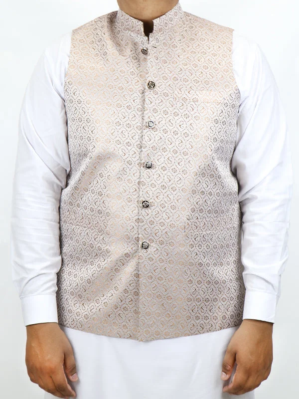 Warm Men's Down JacketsFestive Waistcoat for Men Gold Textured