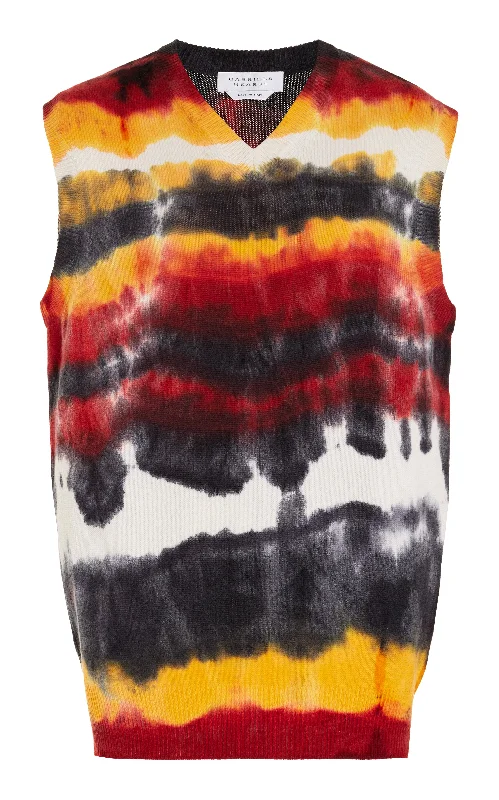 Warm Men's Hooded SweatersFielding Knit Vest in Fire Tie Dye Cashmere