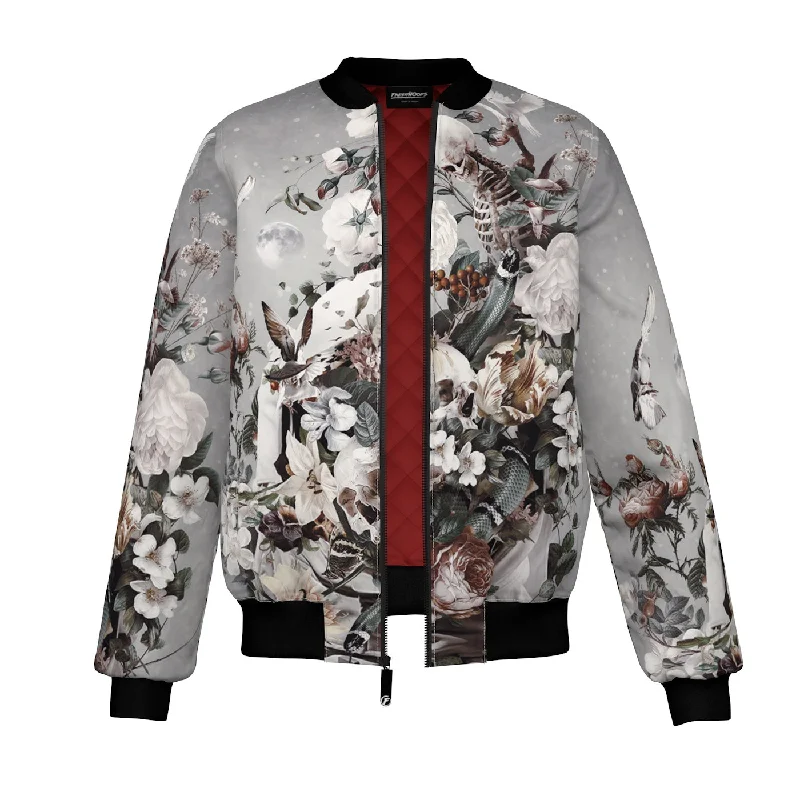 Men's Coats with Convertible CollarsFloral Space Bomber Jacket