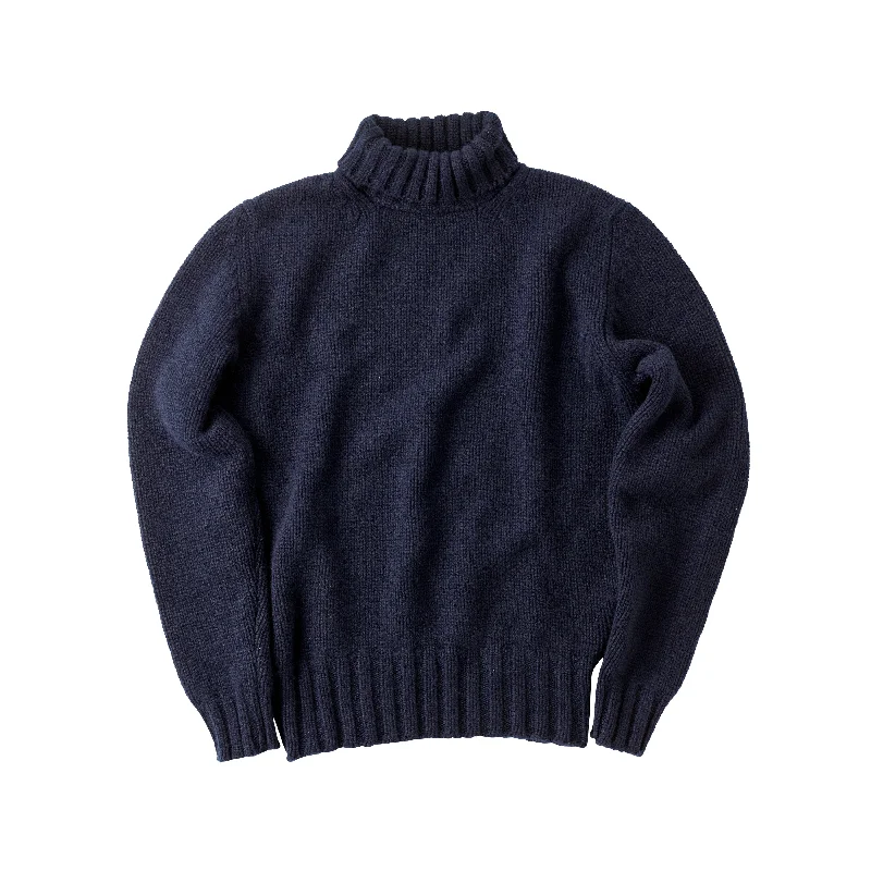 Men's Sweaters with Ribbed CuffsFOX x CORGI Dark Royal Blue Cashmere Roll Neck Pullover