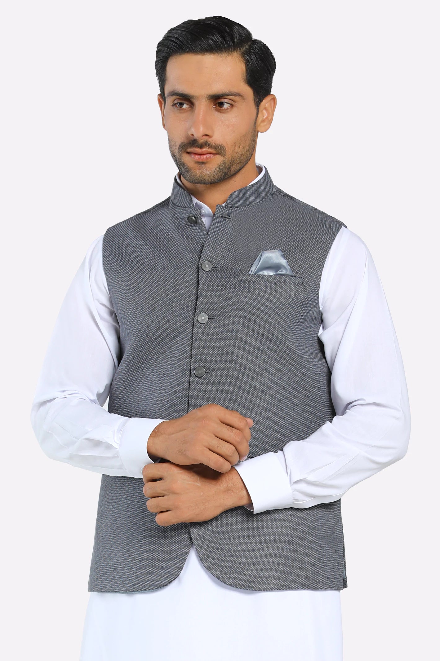 Versatile Men's Pea CoatsGrey Waistcoat