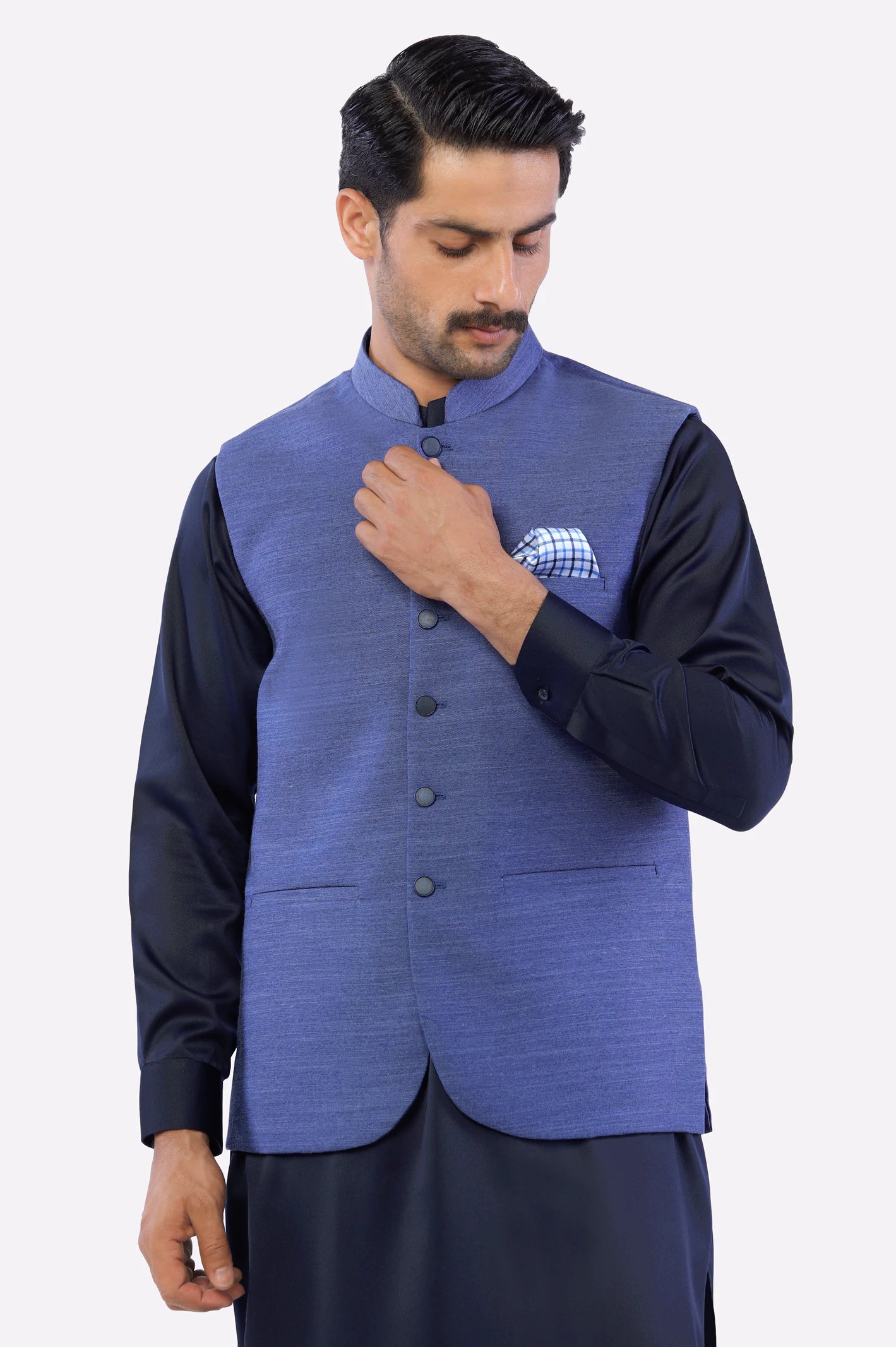 Classic Men's Trench CoatsBlue Waistcoat