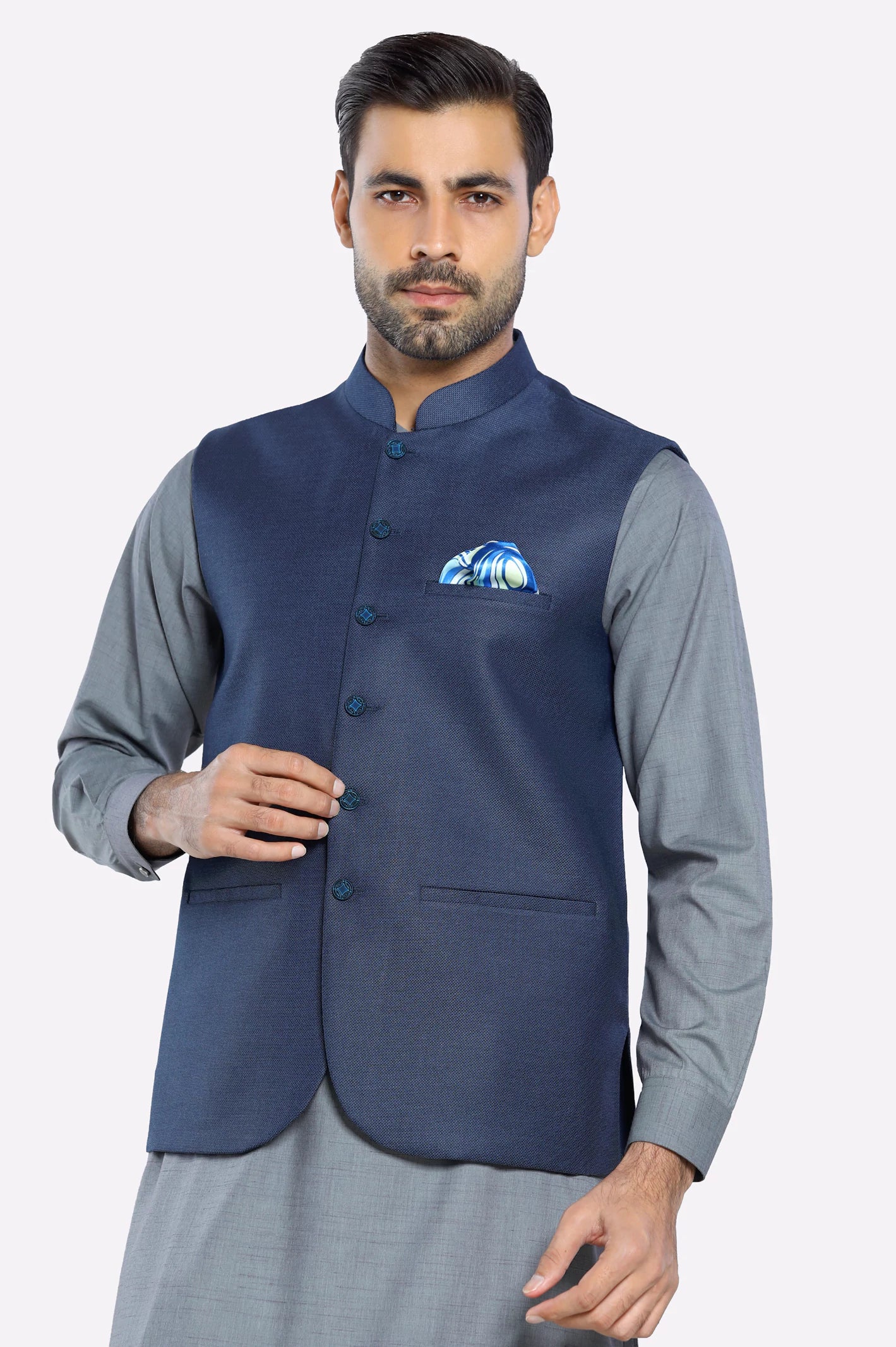 Men's Coats for AutumnBlue Waistcoat