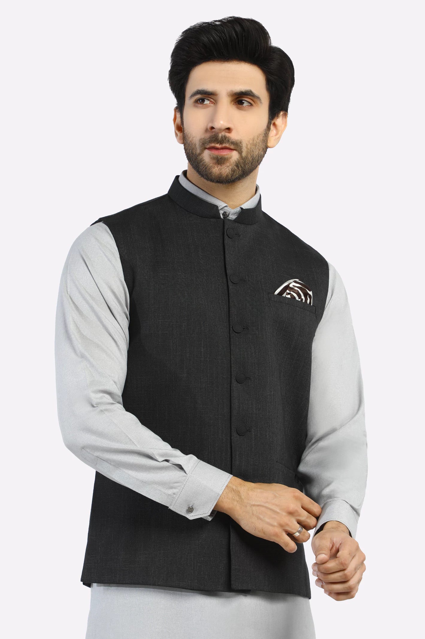 Versatile Men's Pea CoatsBlack Waistcoat