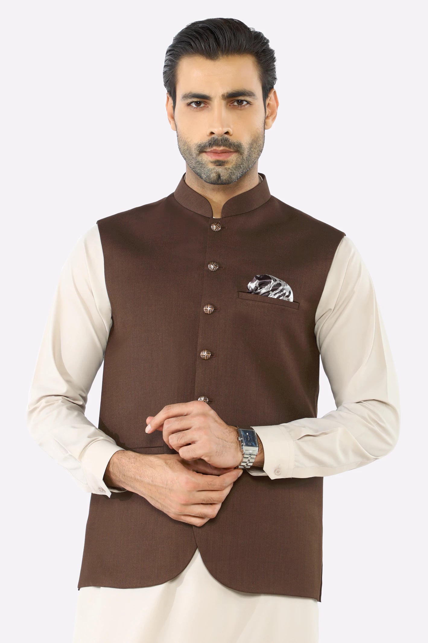 Men's Coats with Down InsulationCoffee Brown Waistcoat