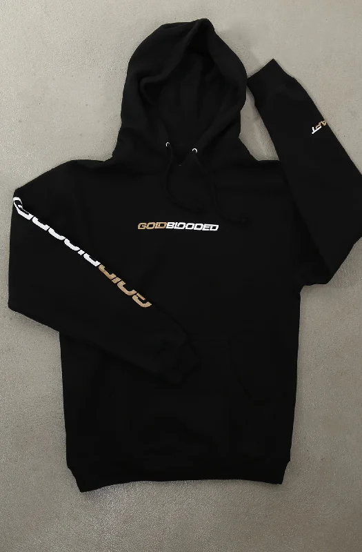 Comfortable Men's Fleece HoodiesGold Blooded RPM (Men's Black/White/Gold Hoody)