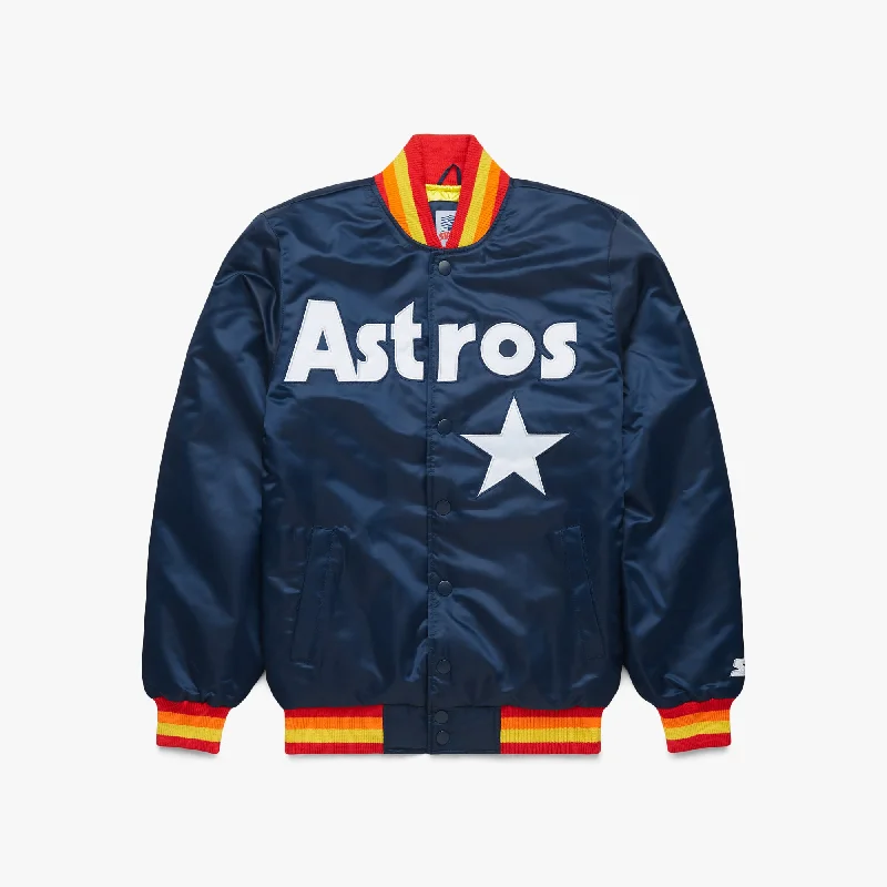 Men's Coats with ZippersHOMAGE X Starter Astros Satin Jacket