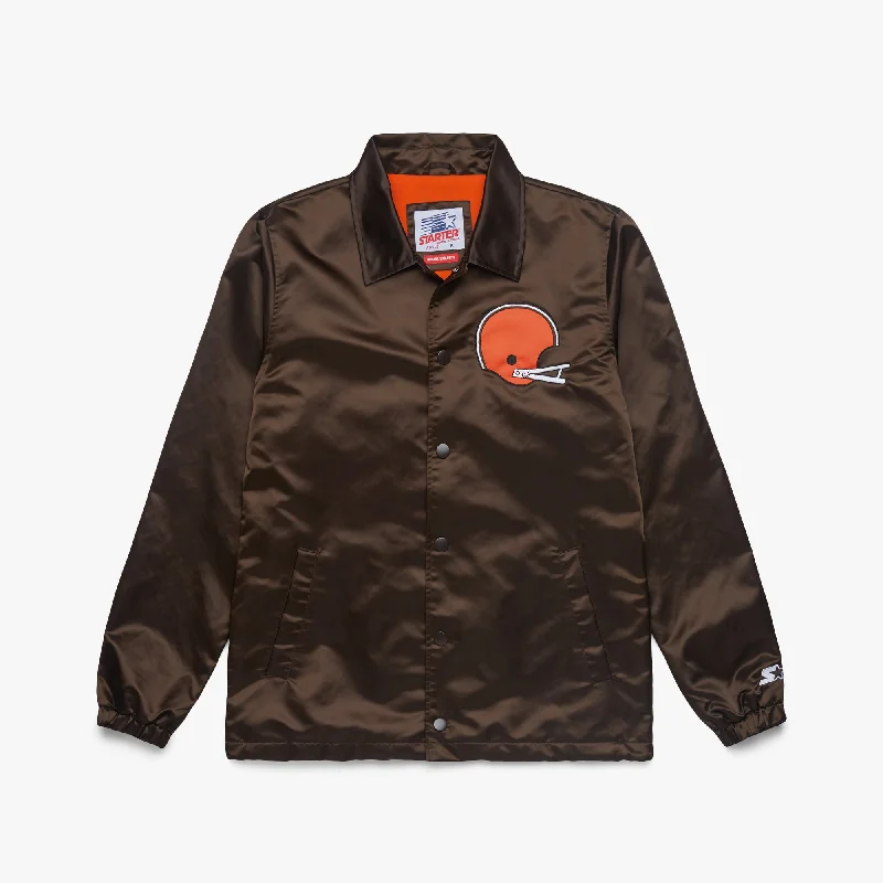 Men's Coats with Inner PocketsHOMAGE X Starter Browns Coach's Jacket