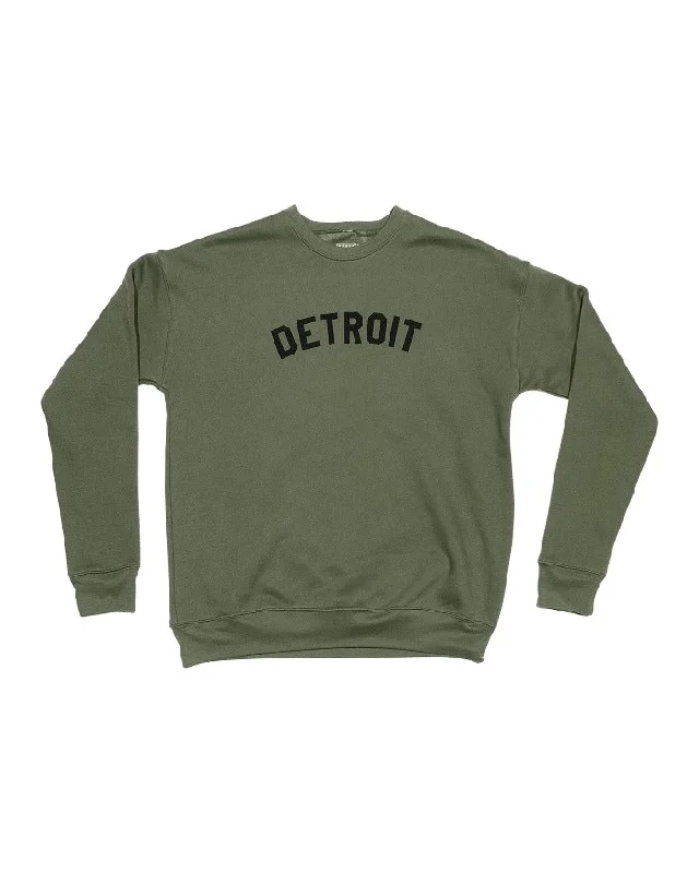 Men's Hoodies with Pass-Through PocketsInk Detroit Crewneck Sweatshirt - Military Green