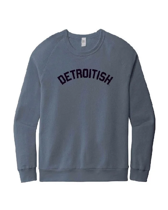 Men's Hoodies with Faux Fur TrimInk Detroit Detroitish French Terry Crewneck Sweatshirt - Washed Denim Blue