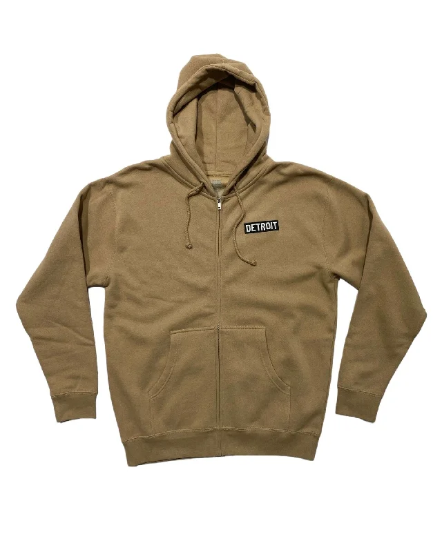 Men's Hoodies with Stretch FabricInk Detroit Full Zip Premium Heavyweight Hoodie - Sandstone