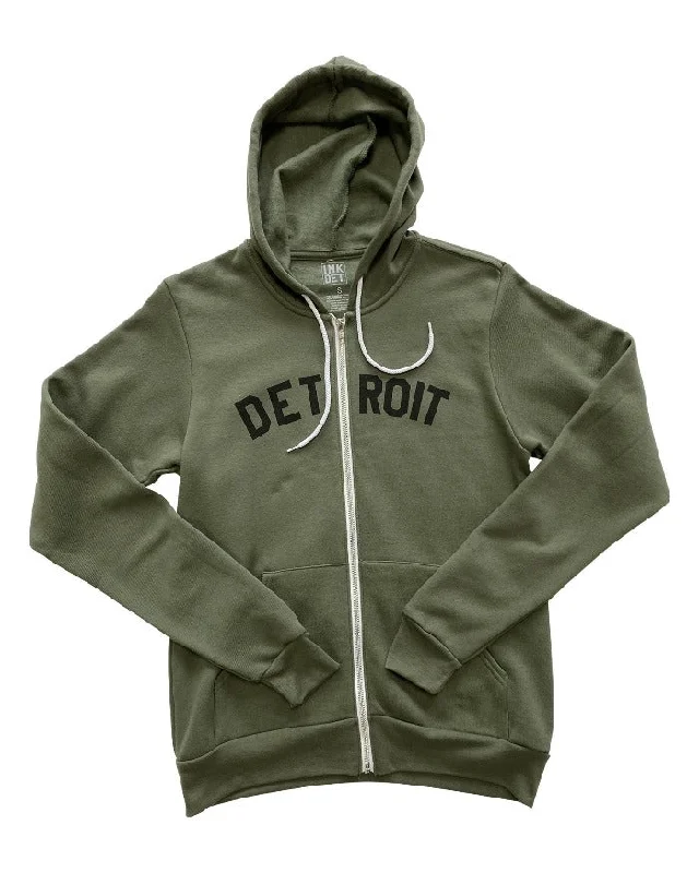 Men's Hoodies for Casual WearInk Detroit Full Zip Hooded Sweatshirt - Military Green