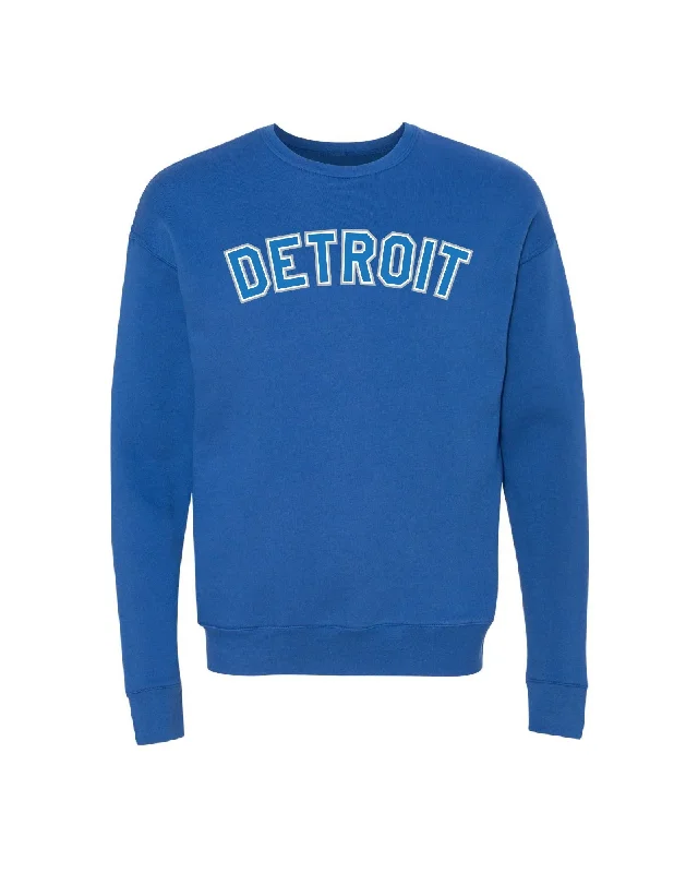 Men's Hoodies with Kangaroo PocketsInk Detroit - Honolulu Blue and Silver print on Blue Crewneck