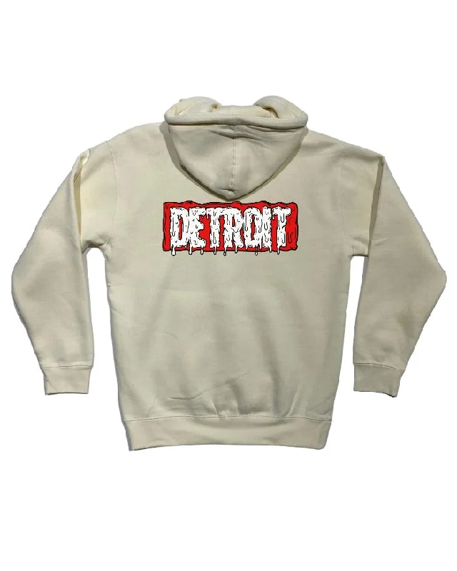 Men's Hoodies with Hidden Pockets for PhonesInk Detroit - MARVELous DETROIT DRIP - Premium Heavyweight Hoodie - Bone