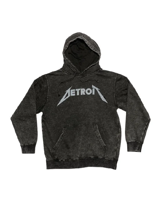 Practical Men's Water-Resistant HoodiesInk Detroit Metal Mineral Wash Hoodie - Black Stone