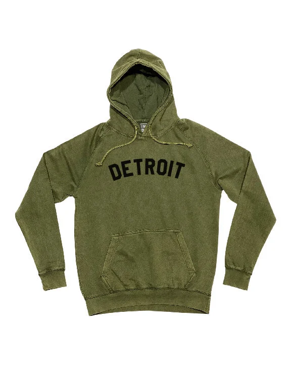 Men's Hoodies with DrawstringsInk Detroit Mineral Wash Hoodie - Olive Green