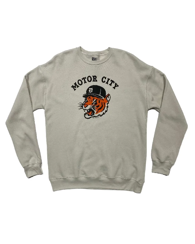 Men's Hoodies for HikingInk Detroit - Motor City Kitty Crewneck - Heather Dust