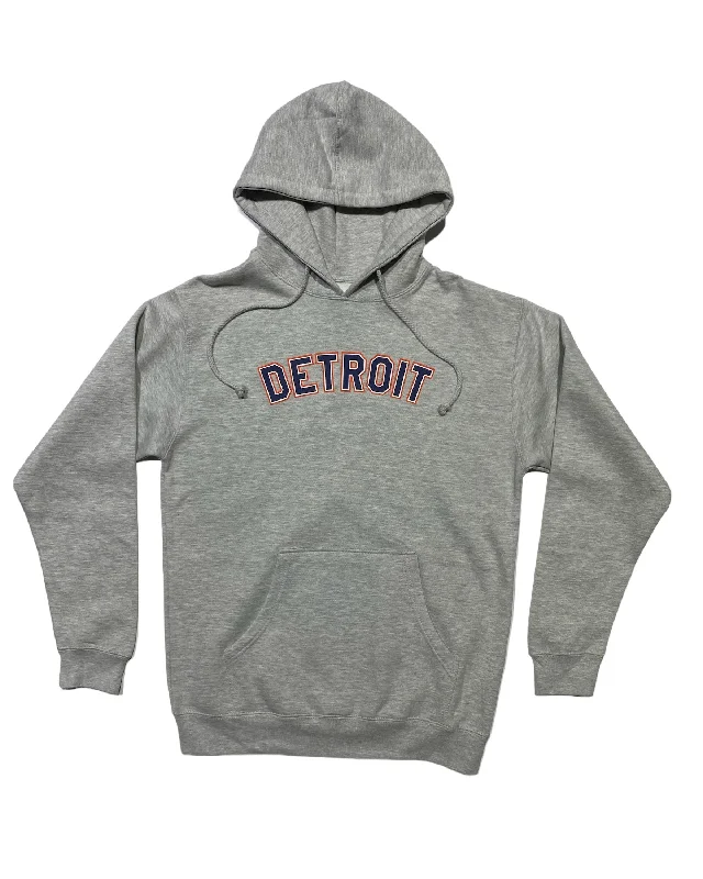 Classic Men's Cotton HoodiesInk Detroit -  Orange & Navy print on Athletic Grey Hoodie