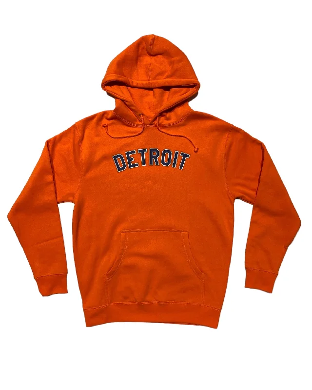 Functional Men's Workout HoodiesInk Detroit - Orange & Navy print on Bright Orange Hoodie