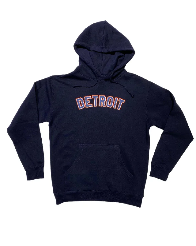 Durable Men's Canvas HoodiesInk Detroit -  Orange & Navy print on Navy Hoodie