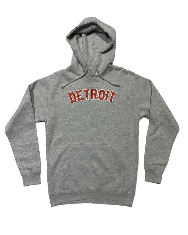 Men's Hoodies with Breathable FabricInk Detroit -  Red & White print on Athletic Grey Hoodie