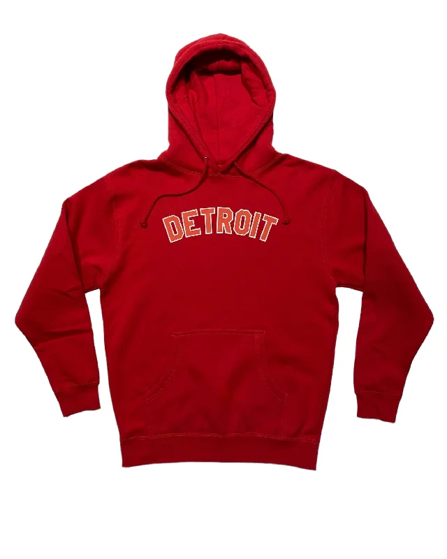 Men's Hoodies with Military InfluenceInk Detroit -  Red & White print on Red Hoodie