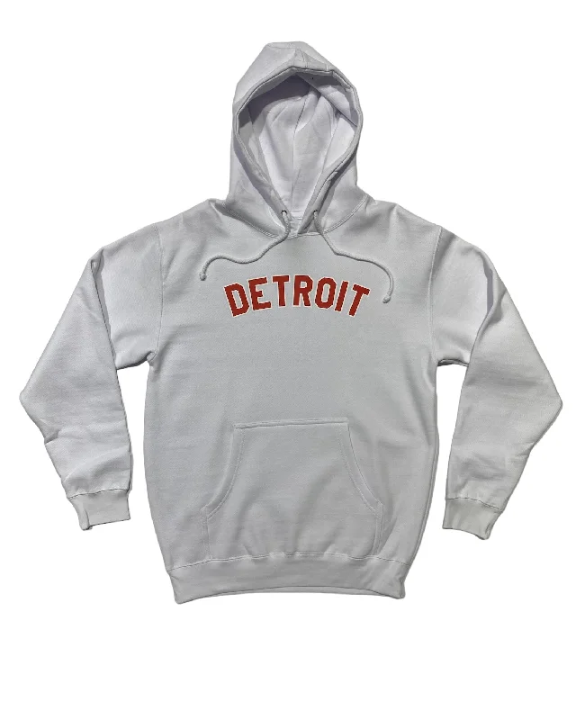 Men's Hoodies for Everyday WearInk Detroit -  Red & White print on White Hoodie