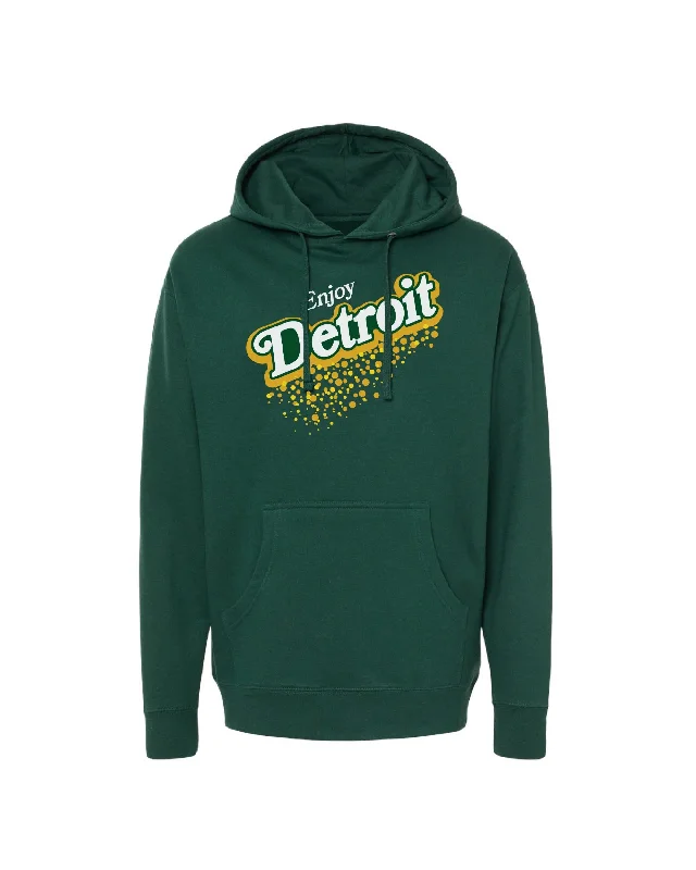 Men's Hoodies for StreetwearInk Detroit Vintage - Enjoy Detroit Ginger Ale Hoodie - Forest Green