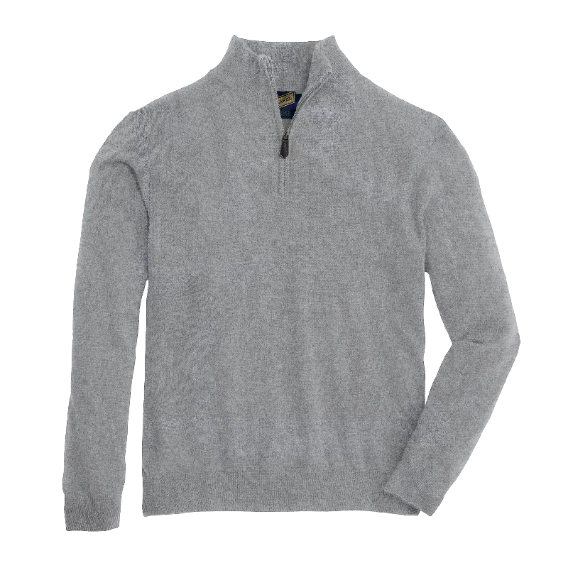 Men's Sweaters with Fold-Over CuffsJames Cashmere 1/4 Zip Sweater - Heather Charcoal Grey