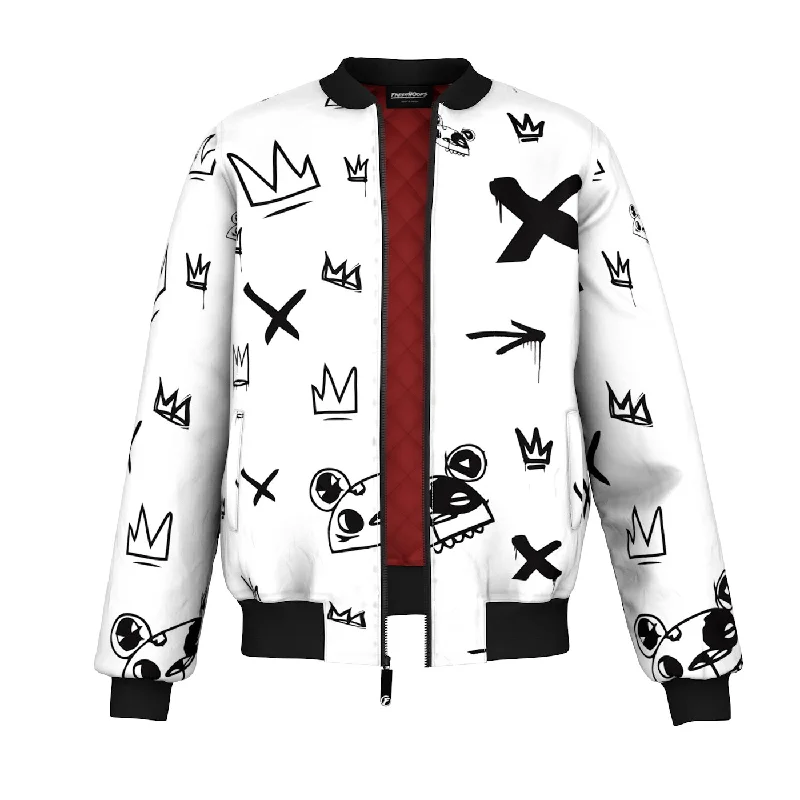 Men's Coats for Every OccasionKings Pattern White Bomber Jacket