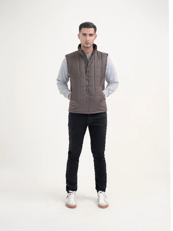 Men's Coats with Wind-Resistant Fabric"KRAZ" Sleeveless Zipper Puffer Jacket