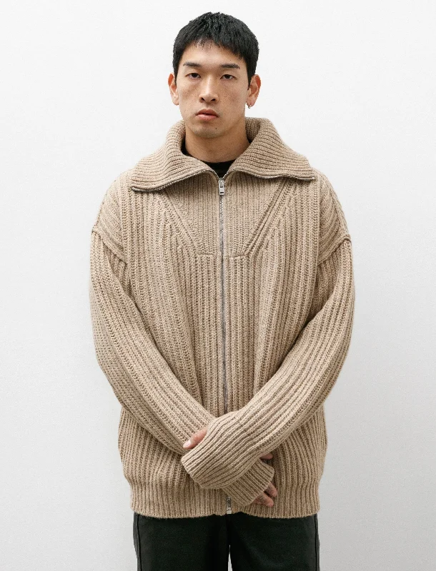 Men's Sweaters for Dressy EventsZipped Cardigan Natural Beige