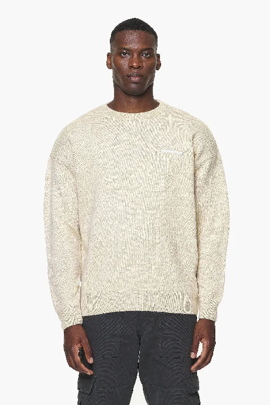 Men's Sweaters with SequinsLogo Shaggy Knit Sweater Kingdom Beige