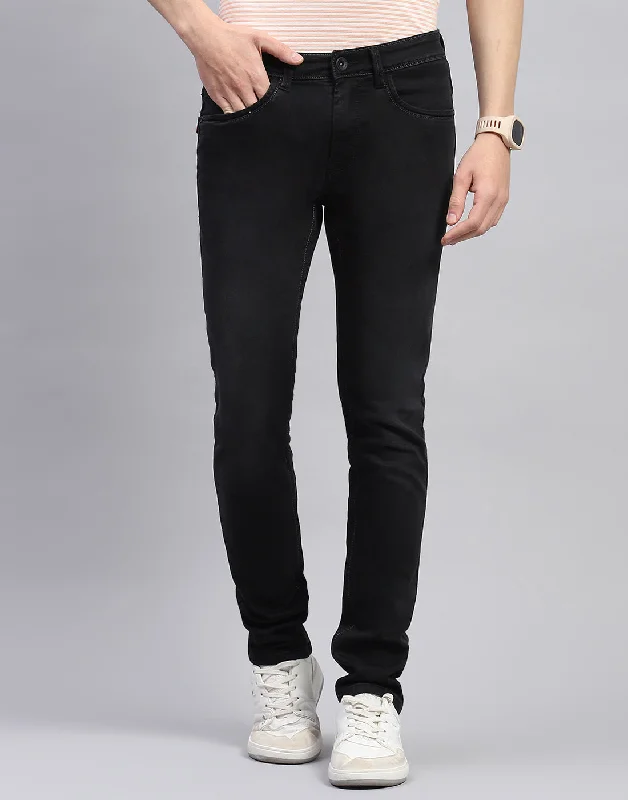 Jeans for Men with Skinny LegsMen Black Light Wash Skinny Fit Denim