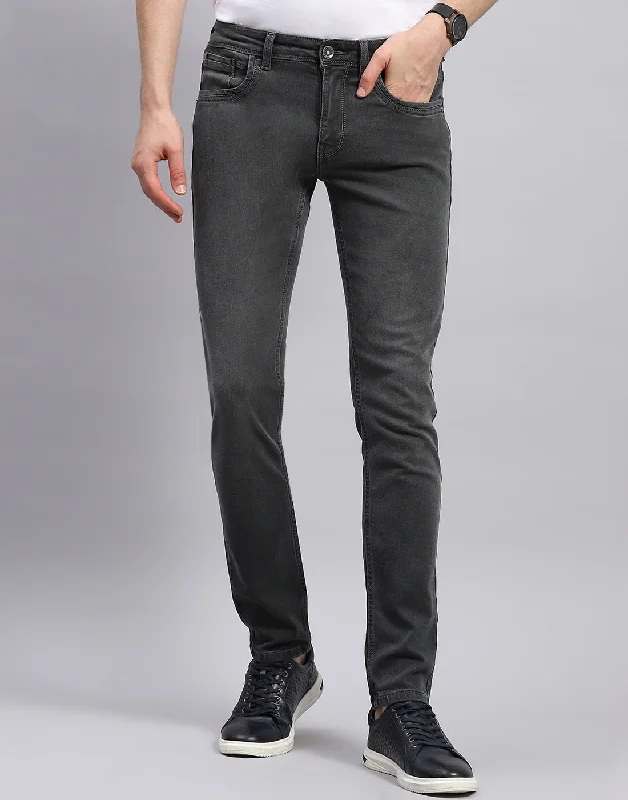 Baggy Cargo Men's JeansMen Grey Solid Skinny Fit Denim