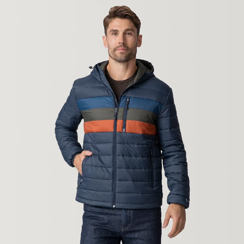 Men's Coats with ZippersMen's Tri-Color Hooded Puffer Jacket