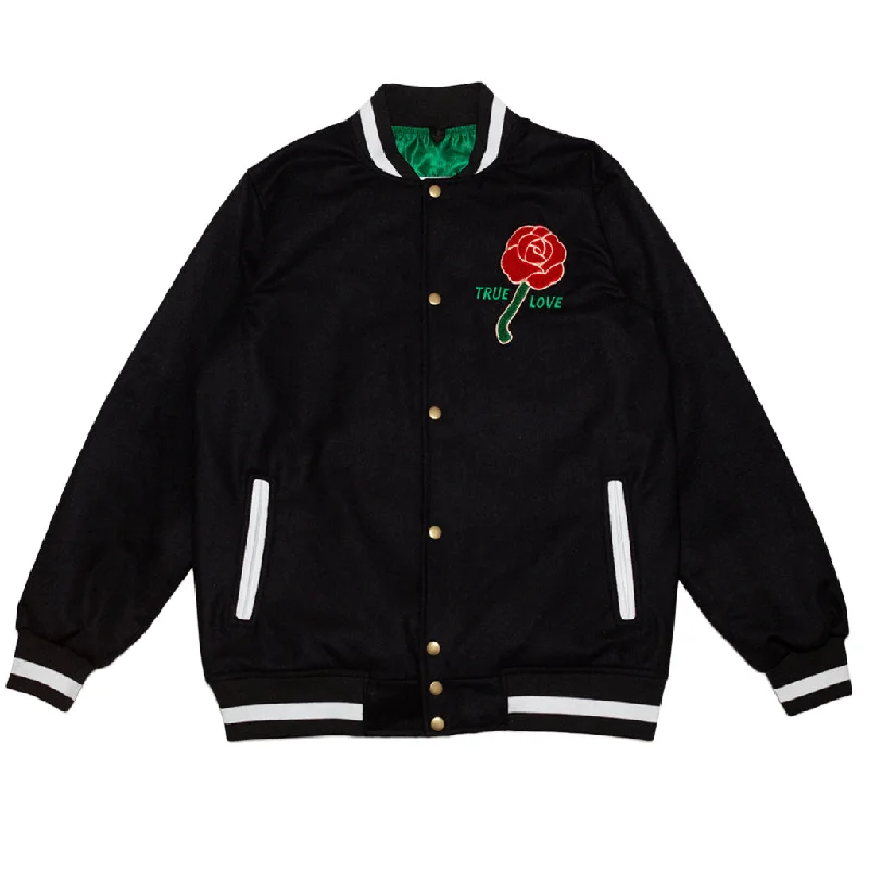 Durable Men's Car CoatsMen's True Loves Varsity Jacket Black