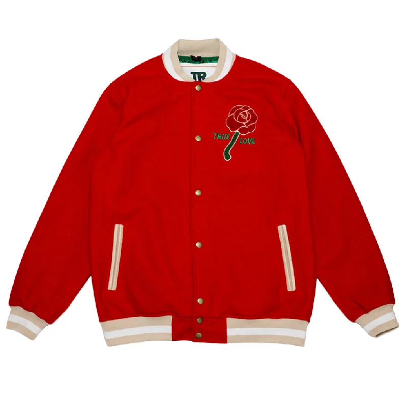 High-Quality Men's Duffle CoatsMen's True Loves Varsity Jacket Red