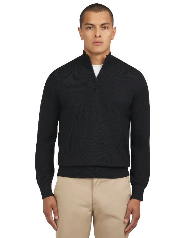 Men's Sweaters with Pockets and ZippersMerino Half Zip - Black