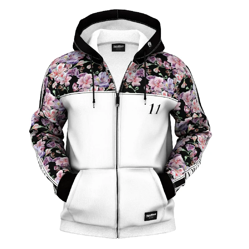 Trendy Men's Patterned HoodiesMidnight Pink Blossom Zip Up Hoodie