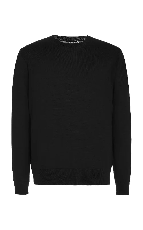 Men's Sweaters with Cable PatternsPalco Knit Crewneck in Black Merino Wool