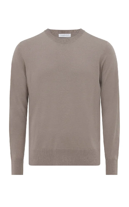 Men's Sweaters with Zippered PocketsPalco Knit Crewneck in Oatmeal Merino Wool