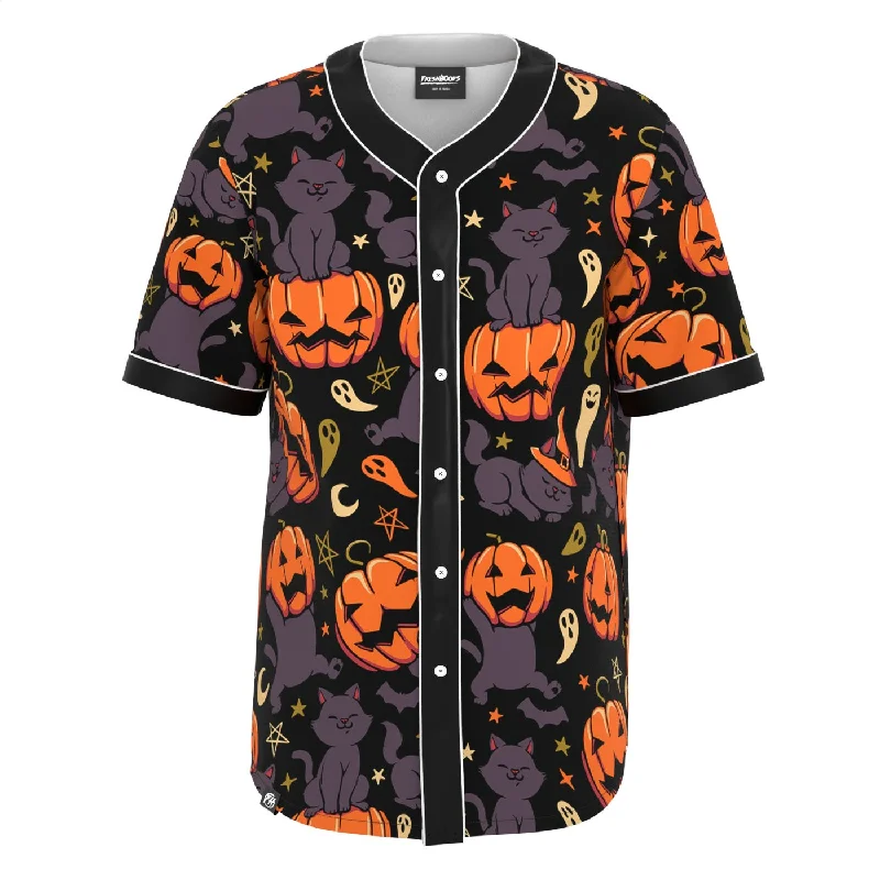 Men's Shirts with Hidden PocketsPumpkin Field Cat Jersey