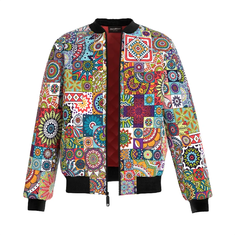 Versatile Men's Pea CoatsTribal Mosaic Bomber Jacket