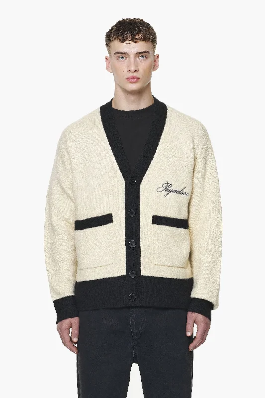 Men's Sweaters with Skinny FitsUnio Knit Cardigan Onyx Black Kingdom Beige