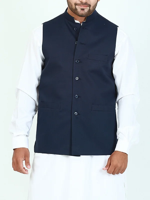 Luxurious Men's Cashmere CoatsMen's Plain Waistcoat Navy Blue