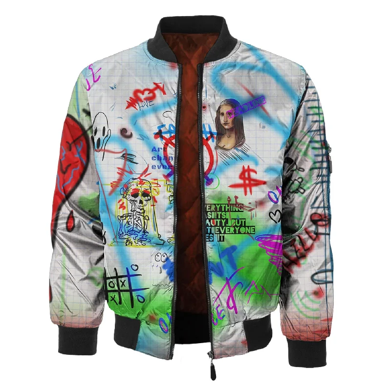 Men's Coats with Chest PocketsWall Art Bomber Jacket