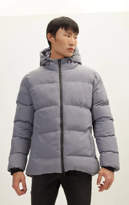 Men's Coats with Tactical FeaturesHooded Padded Coat - Grey